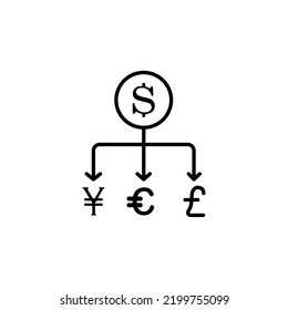 Icono de varias divisas en estilo de línea 