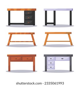 Multiple Desks and Tables Flat Vector Set