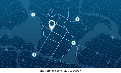 Múltiples destinos desde casa. Mapa de seguimiento de Gps. Rastrear los pines de navegación en los mapas callejeros, navegar por la tecnología de mapeo y localizar el pin de posición. Navegador de localización o mapa de gps de viaje futurista