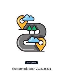 multiple destinations icon. map and navigation icons. Icons included Maps, location and navigation icons. Collection of high quality vector icons. 