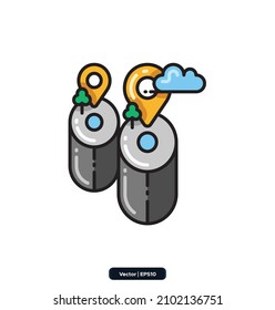 multiple destinations icon. map and navigation icons. Icons included Maps, location and navigation icons. Collection of high quality vector icons. 