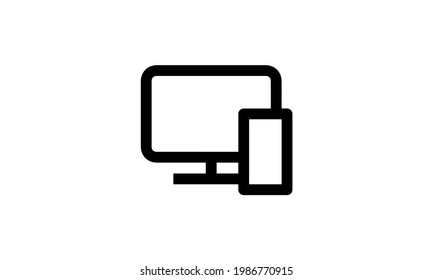multiple devices vector icon outline style with white background perfect pixel 
