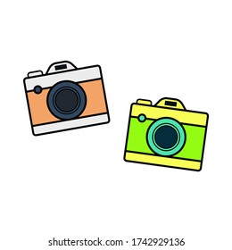 Multiple Digital camera illustration design for photography on white background. Suitable for landing pages, icons, stickers and posters.