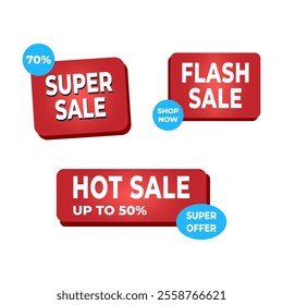 Multiple discount icon vectors, icon set.