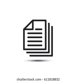 Multiple Documents Black Vector Icon Isolated On White Background