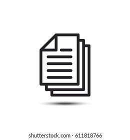 Multiple Documents Flat Black Vector Icon Isolated On White Background