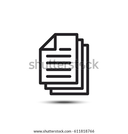 Multiple documents flat black vector icon isolated on white background