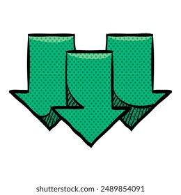 Multiple download arrow halftone icon hand drawn color vector illustration