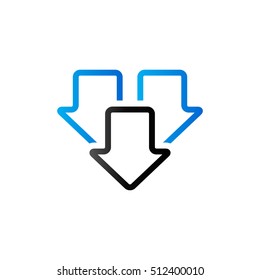 Multiple download arrow icon in duo tone color. File data retrieve