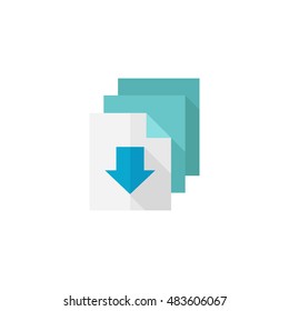 Multiple download arrow icon in flat color style.