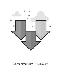 Multiple download arrow icon in flat outlined grayscale style. Vector illustration.