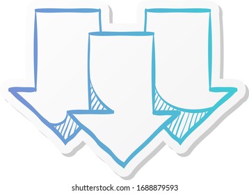 Multiple Download Arrow Icon In Sticker Color Style.