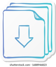 Multiple Download Arrow Icon In Sticker Color Style.