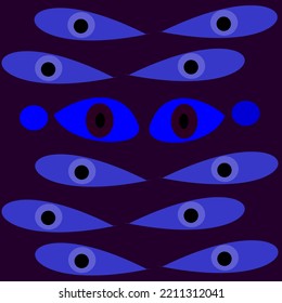 Multiple Eyes On Purple Background 