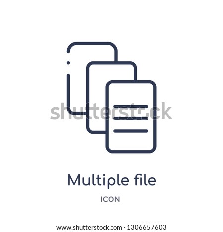 multiple file icon from user interface outline collection. Thin line multiple file icon isolated on white background.