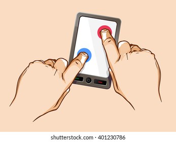 Multiple fingers click on a smartphone's capacitive screen