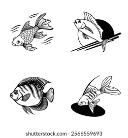 Multiple Fish Silhouette Vector Design