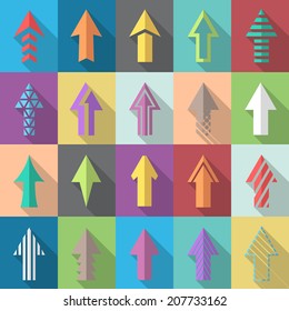 Multiple flat style arrow icon shapes, eps10 vector clip art