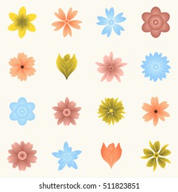 Multiple flowers and blossoms - various colors template