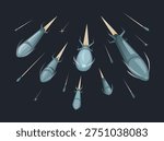 Multiple Flying Missiles Attack Illustration Vector