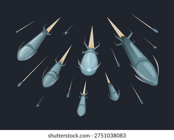 Multiple Flying Missiles Attack Illustration Vector