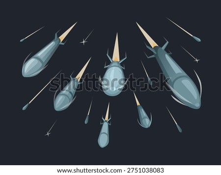Multiple Flying Missiles Attack Illustration Vector