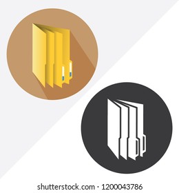 Multiple folder selected. Simple icon flat vector. Black and white icon illustration.