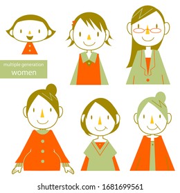 Multiple Generation Women Icon Set