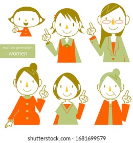 Multiple Generation Women Icon Set