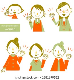 Multiple Generation Women Icon Set