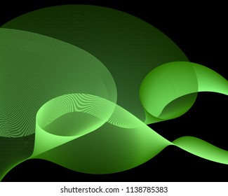 Multiple green intersecting lines, tech fibers motion. Vector cool flowing curves pattern background, geometric design. Futuristic smoky vector pattern for cover, banner layout.