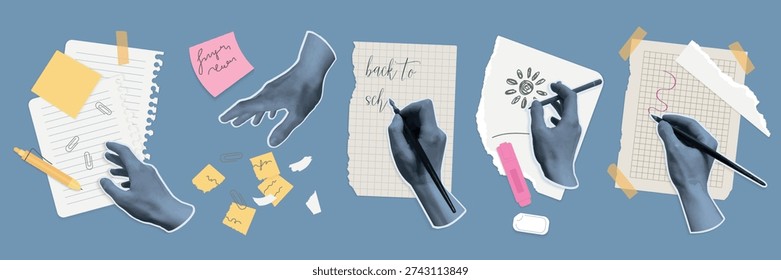 Multiple halftone hands holding