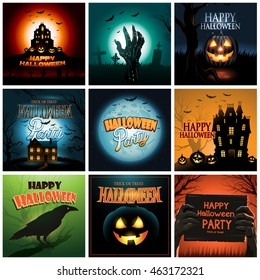 Multiple Halloween background poster ad collection