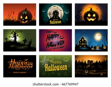 Multiple Halloween background poster ad collection