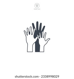 Multiple Hands Raised icon symbol vector illustration isolated on white background