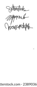 Multiple handwritten signatures for signed papers and documents. Random fake signature blank template.