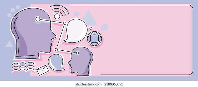 Múltiples Cabezas Conectadas Mostrando Nuevas Ideas Tecnológicas. Diseño En Símbolos Cerebrales Que Muestra Idea Mecánica Y Técnica.