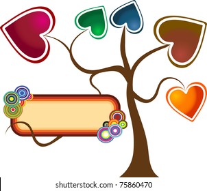 multiple heart of different color with decorative text box