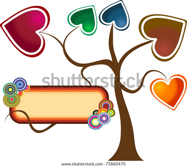 Multiple Heart Different Color Decorative Text Stock Vector