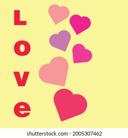 Multiple hearts background yellow background.