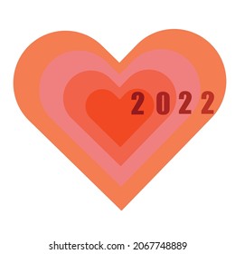 Multiple Hearts Icon Bright Color White Background.