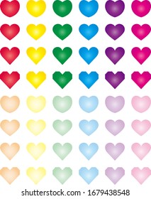 Multiple heart-shaped material illustration set