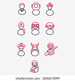 Helmet, Hut und Job Icon setzen Umrissfarbe