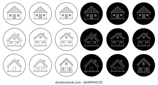 multiple house icon. Set of outline home line icons. Simple house symbol. Smart home icon collection. Main page pictogram in filled, thin line, outline editable Stroke. House, Technology, Wireless.