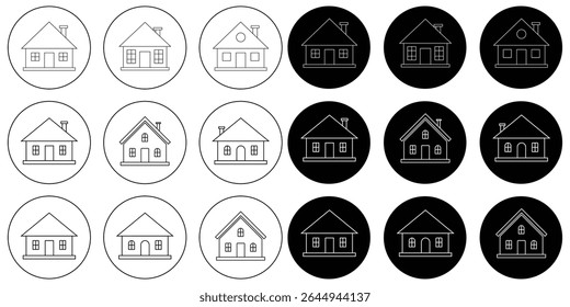 multiple house icon. Set of outline home line icons. Simple house symbol. Smart home icon collection. Main page pictogram in filled, thin line, outline editable Stroke. House, Technology, Wireless.