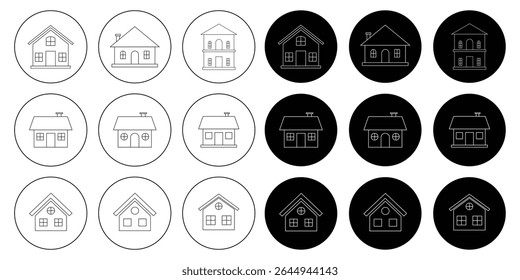 multiple house icon. Set of outline home line icons. Simple house symbol. Smart home icon collection. Main page pictogram in filled, thin line, outline editable Stroke. House, Technology, Wireless.