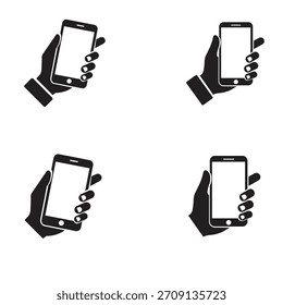 Múltiplos ícones de mão segurando a ilustração do vetor plano do telefone celular