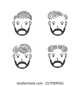 multiple illustration of bearded man, perfect for barber shop logo