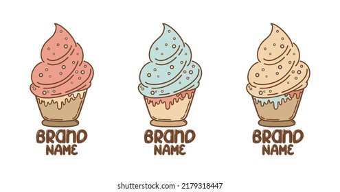 multiple illustration of cake with soft color, perfect for cake brand