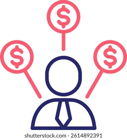 Multiple Income Icon Color Vector Illustration